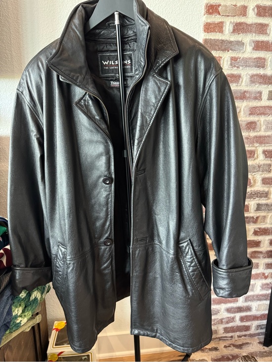 Wilson Other - Wilson's Leather Vintage Black Genuine Leather Car / Trench Coat - Large